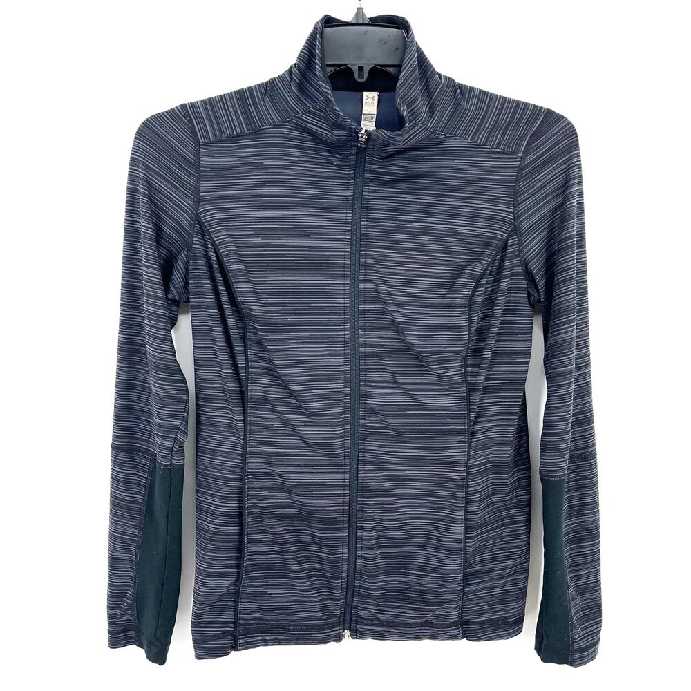 Under Armor Space Dyed Black Gray Fitted Jacket Womens Size M Allseason Gear